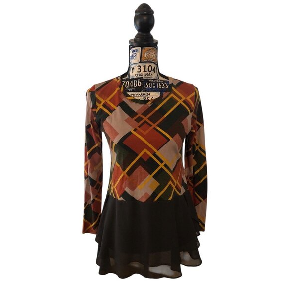 LOGO by Lori Goldstein Women's Long Sleeve Blouse Multicolor Fall Plaid Sz XS - Picture 1 of 16